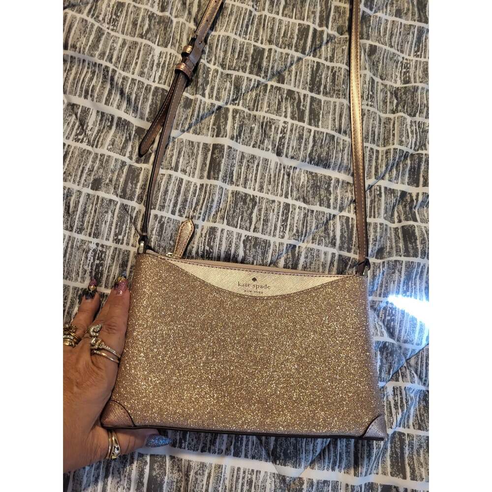 Kate Spade gold sparkle glitter crossbody purse bag